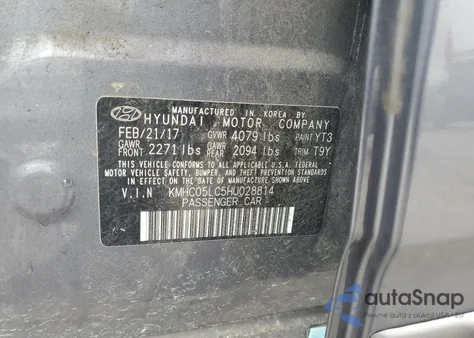 2017 Hyundai Ioniq Limited from USA, damaged, VIN KMHC05LC5HU028814